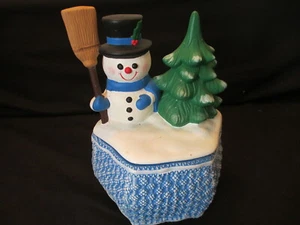 Plato de dulces vintage de cerámica Frosty el muñeco de nieve en una canasta nuevo nunca usado - Imagen 1 de 5