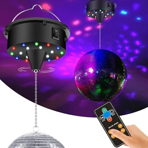 5-15 RPM Mirror Ball Rotating Motor with LED Light for Party Decor DJ Bands - Picture 1 of 7