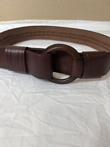 LAUREN RALPH LAUREN Women's Braided Wide Leather Belt Brown Size Small O-Ring