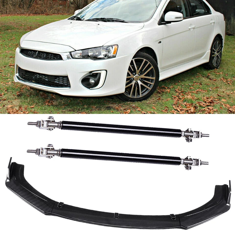Front Bumper Lip Splitter Spoiler Kit Carbon Fiber For Mitsubishi Lancer 2010 - Imagem 1 de 4