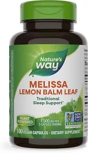 Melissa Lemon Balm Leaf 1500 Mg Super Concentrated Sleep Aid, 100 Veg Capsules - Picture 1 of 24