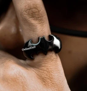Men's Daily Wear Jewelry Stylish Batman Ring With Enamel Solid Metal 925 Silver - Picture 1 of 5