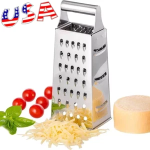 Kitchen Stainless Steel 4-Sided Box Food Grater Vegetable Cheese Slicer Shredder - Picture 1 of 14