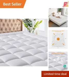 California King Mattress Pad Polyester Quilted Cooling Deep Pocket Protector - Picture 1 of 10