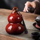 Ceramic Tea Container 200ml Desk Ornament Gourd Shaped Tea Canister with Lid