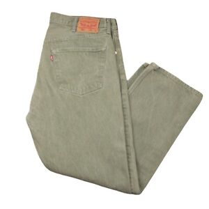 Levis 501 Jeans Mens 38x32 Green Button Fly Straight Leg Denim Pants 100% Cotton
