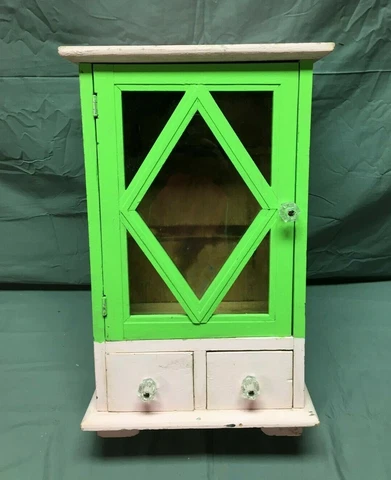 VTG Wood  Surface Mount Medicine Cabinet Diamond Door Shabby Country  519-22B Cover
