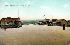 TIJUANA MEXIKO FRÜHE 1900ER JAHRE ALTE STRASSENSZENE POSTKARTE - Bild 1 von 2