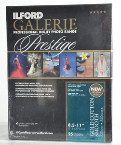 ILFORD #2002386 GALERIE Prestige Gold Cotton Smooth, 25 sheets 8.5x11" NEW - Picture 1 of 3