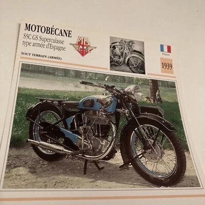 Motobecane 500 GS Superculasse 1939 Ejército Tarjeta Moto - Colección Atlas - Imagen 1 de 2