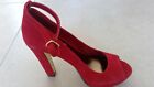 Dune Red Suede Ankle Strap, Box Heel,  Peep Toe Court Shoes, Size 39/Uk 6, Boxed