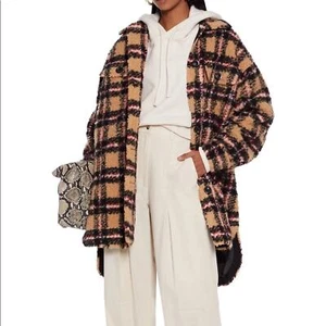 Stand Studio Sabi plaid checkered faux shearling teddy oversized jacket Size 6 - Picture 1 of 8