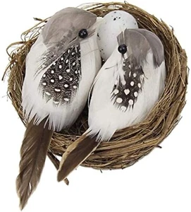 Artificial Mini Birds with Nest Eggs Ornaments, for Home/Garden Decoration - Picture 1 of 6