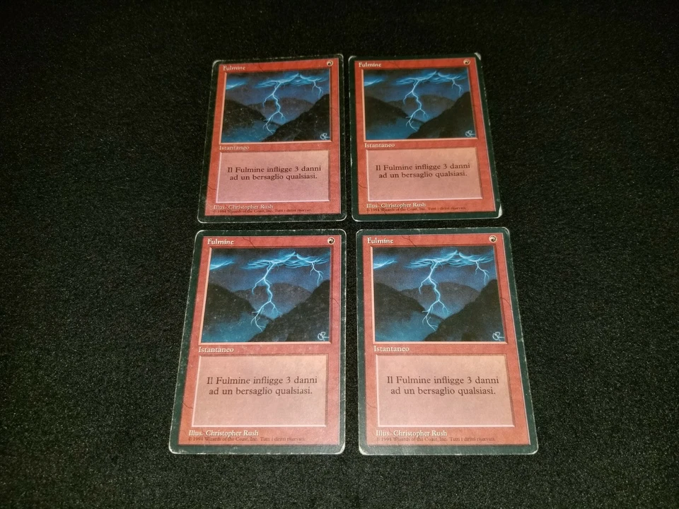 MTG 4x Revised red uncommon HP Italian FBB Lightning Bolt - ships w/ tracking - Image 1 of 2