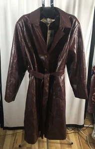 ASHRO Woman's Exclusive Burgundy FAUX Leather Long Trench 3x Office Siren NWT - Picture 1 of 7