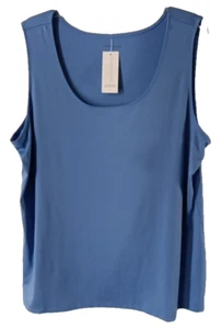 Charter Club Woman's Tank Top 2X Periwinkle Blue Round Neck Sleeveless Stretch - Picture 1 of 15