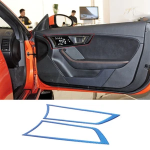 Blue Carbon Fiber Inner Door Handle Decorative Frame for Jaguar F-TYPE 2013-2022 - Picture 1 of 15