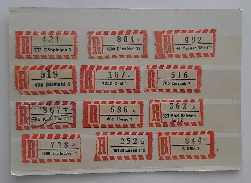 Deutschland R-Zettel, Einschreibezettel, 12 St. - Bild 1 von 1