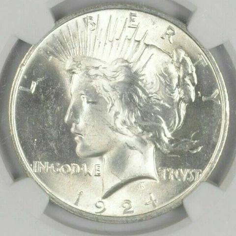 (1) BU $1 1924 Peace Silver Dollar Dripping with luster Unc MS 90% Bulk & Save Cover