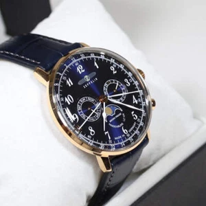 Zeppelin Hindenburg Rose Gold Tone Blue Dial Men's Watch 7038-3 LZ129 - Picture 1 of 9