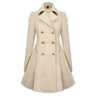 Winter Ladies Double Breasted Trench Dress Coat Lapel Jacket Fit Flare Outwear