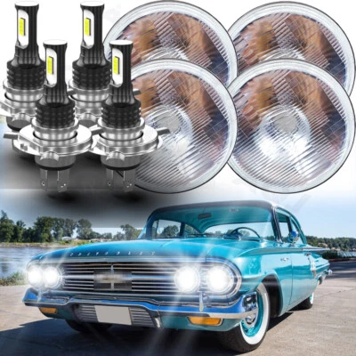 4pcs 5.75"INCH 5-3/4 Round LED Headlights Hi/Lo Beam For Chevy Bel Air 1960-1973 - Изображение 1 из 4
