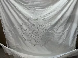 VINTAGE ~White ~ BATTENBURG LACE FULL / QUEEN DUVET - Picture 1 of 6