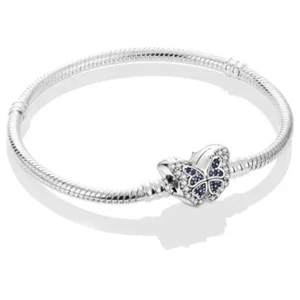 Set bracciale in argento sterling 19 cm blu S925 - Foto 1 di 1
