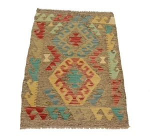 Afghan Kelim 97 x 66 cm Handgewebter Orient Kelim Neu Multicolor Pastelfarben - Bild 1 von 7
