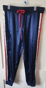 ALMOST FAMOUS Red White & Blue Satin Jogger Pants Drawstring Waist Size XL - Picture 1 of 4