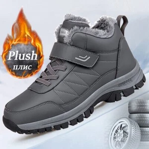 Women Men Boots Waterproof Leather Boot Plush Warm Sneakers Ankle Snow Boots - Picture 1 of 31