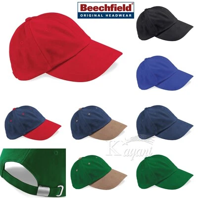 Beechfield Low Profile 6 Panel HEAVY BRUSHED COTTON CAP Plain Baseball Cap Sport - Image 1 of 4