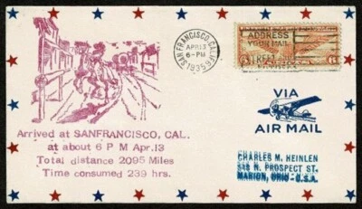 SE68A UNITED STATES 1935 Air mail cover  with 6cent postage - Image 1 of 2