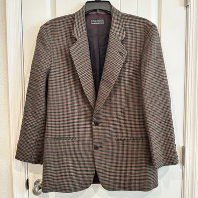 Guess USA American Tradition Wool Blazer Brown Plaid Size M Vintage Made in USA - Image 1 of 4
