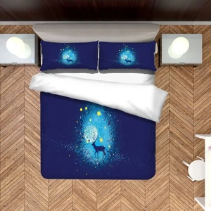 3Pcs/Set Beautiful Pattern Polyester Fiber Quilt Cover Pillowcase Kit Home Be - Picture 1 of 12