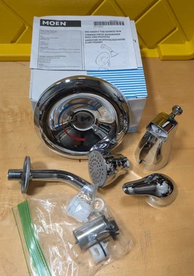 Nuevo MOEN Chateau Monomando 1 Pulverizador Grifo de Ducha y Kit de Recorte de Bañera en Cromo Foto 1 de 4