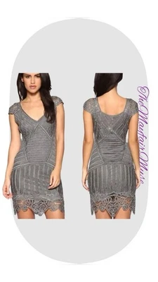 Vestido KAREN MILLEN Vintage Uk10/14 EU38 US6 Gris Corto Crochet Tejido Movible Foto 1 de 4