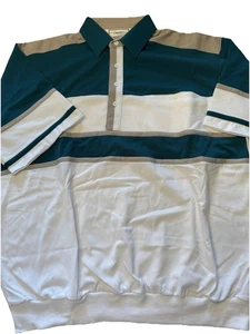 Polo uomo vintage Classics By Palmland taglia LT nonno verde a righe - Foto 1 di 17