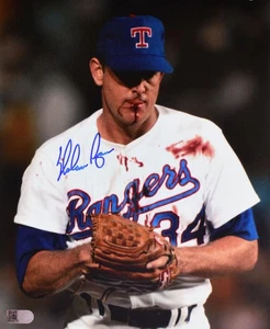 Nolan Ryan Autographed Texas Rangers 8x10 Bloody Lip Photo- AI Verified Holo - Picture 1 of 2