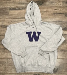 Felpa con cappuccio pullover vintage Y2K Washington Huskies grigio Nike Center Swoosh XL - Foto 1 di 3