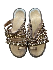 F25# Damen-Flip-Flops/Sandale Markenlos Gold Euro 38/UK 5 BITTE BESCHREIBUNG LESEN - Bild 1 von 5