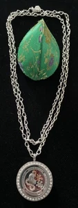 Collana Origami Gufo L'amore è paziente LOCKET cristallo tono argento ricordo galleggiante - Foto 1 di 7