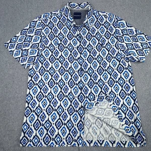Tommy Bahama Ikat 100% Silk Continental Button Up Geometrical Shirt Men's Large - Picture 1 of 5