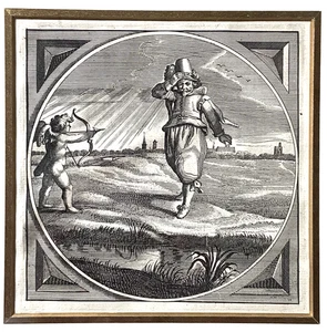 1640s Adriaen Pietersz Van de Venne Cherub Aiming His Arrow Engraving / Print - Picture 1 of 4
