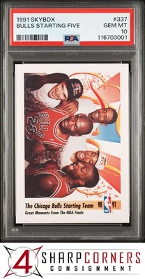 1991 SKYBOX #337 MICHAEL JORDAN-SCOTTIE PIPPEN BULLS STARTING FIVE PSA 10 - Image 1 of 2