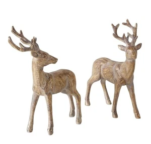 2er Set HIRSCHE braun 16 cm Wintertiere Hirsch b515 Weihnachten Deko Kunstharz - Bild 1 von 1