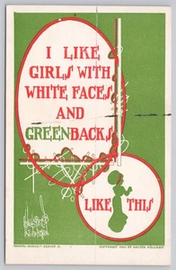 Comic Postcard Walter Wellman, Motto-Komik D: I Like Girls With Green Backs - Picture 1 of 2