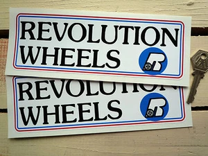 REVOLUTION WHEELS Car STICKERS 8" Pair Mini Cooper BDA Escort Race Rally Racing - Picture 1 of 1