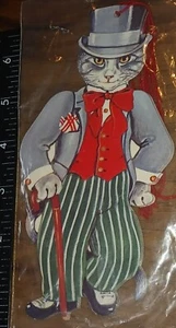Vintage Gordon Fraser, Katze, Dapper, Zylinderhut, Ornamente, Etiketten, 1 Packung mit 4, (bx01-3) - Bild 1 von 8