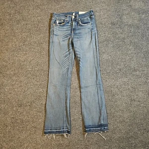 Rag Bone Jeans Womens 24 Blue Cropped Capri Straight Distressed Stretch Casual - Picture 1 of 14